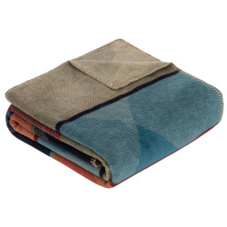 Multicolor Geometric Contemporary Cotton Blend Throw Blanket by IBENA